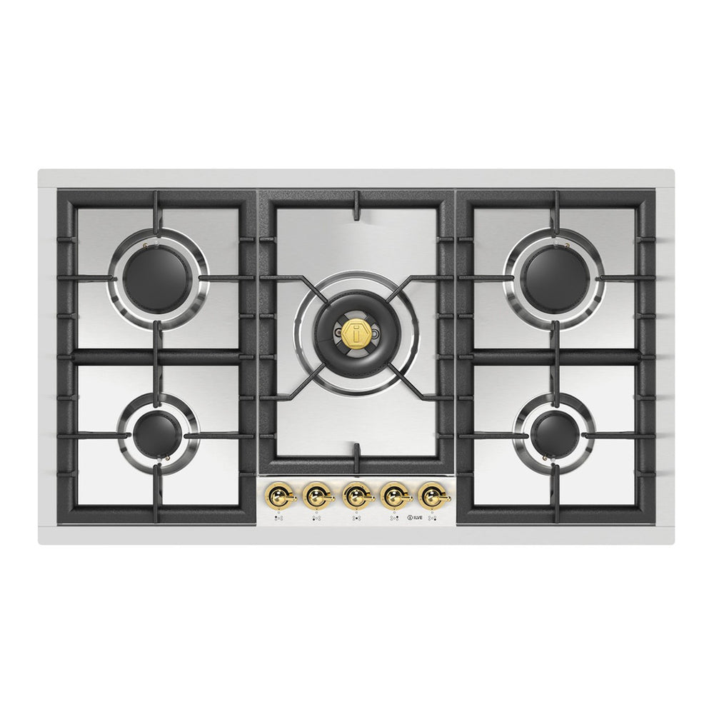 ILVE Nostalgie II 36 inch Built-In Gas Cooktop with Total Black Brass Burners, in Stainless Steel - image 12