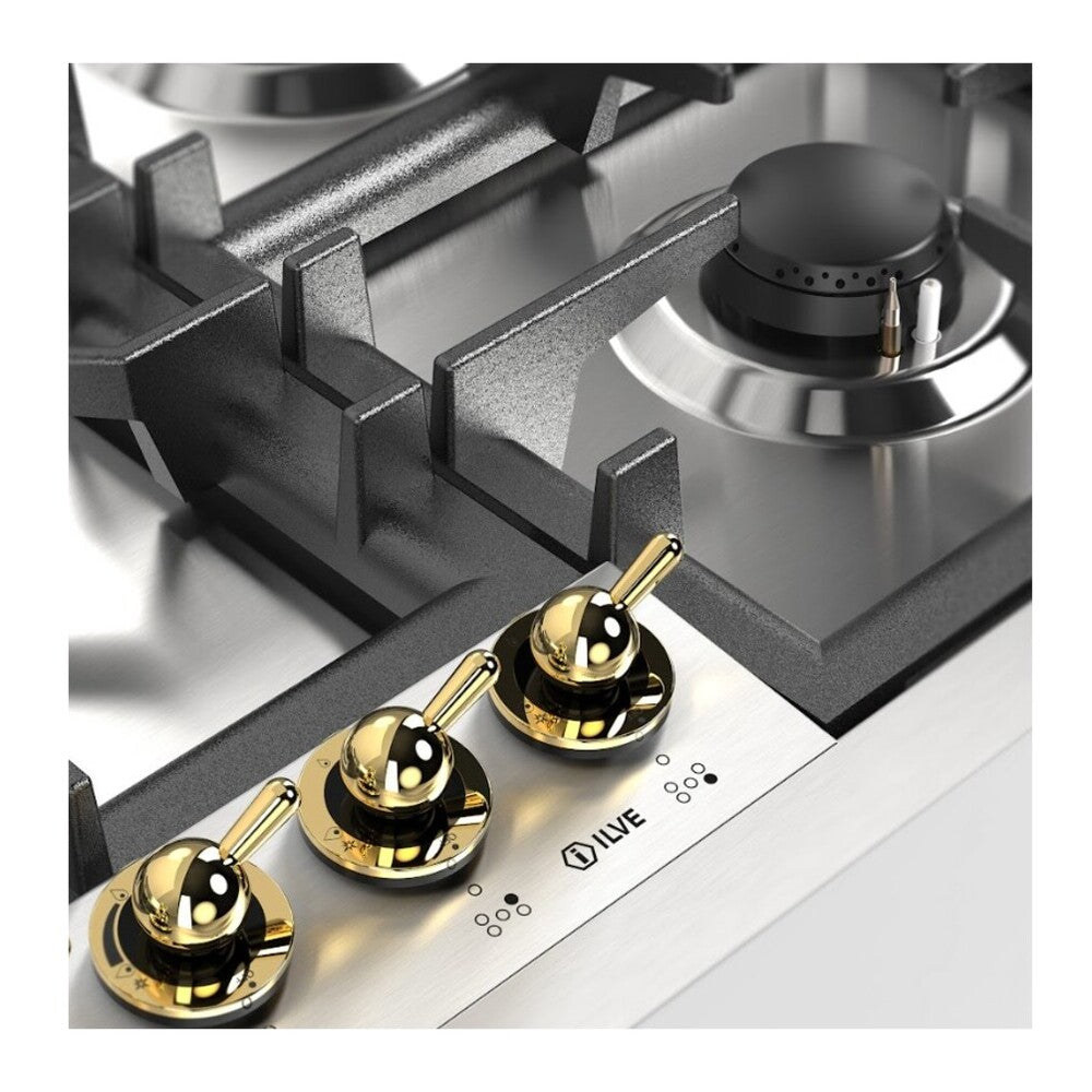 ILVE Nostalgie II 36 inch Built-In Gas Cooktop with Total Black Brass Burners, in Stainless Steel - image 14