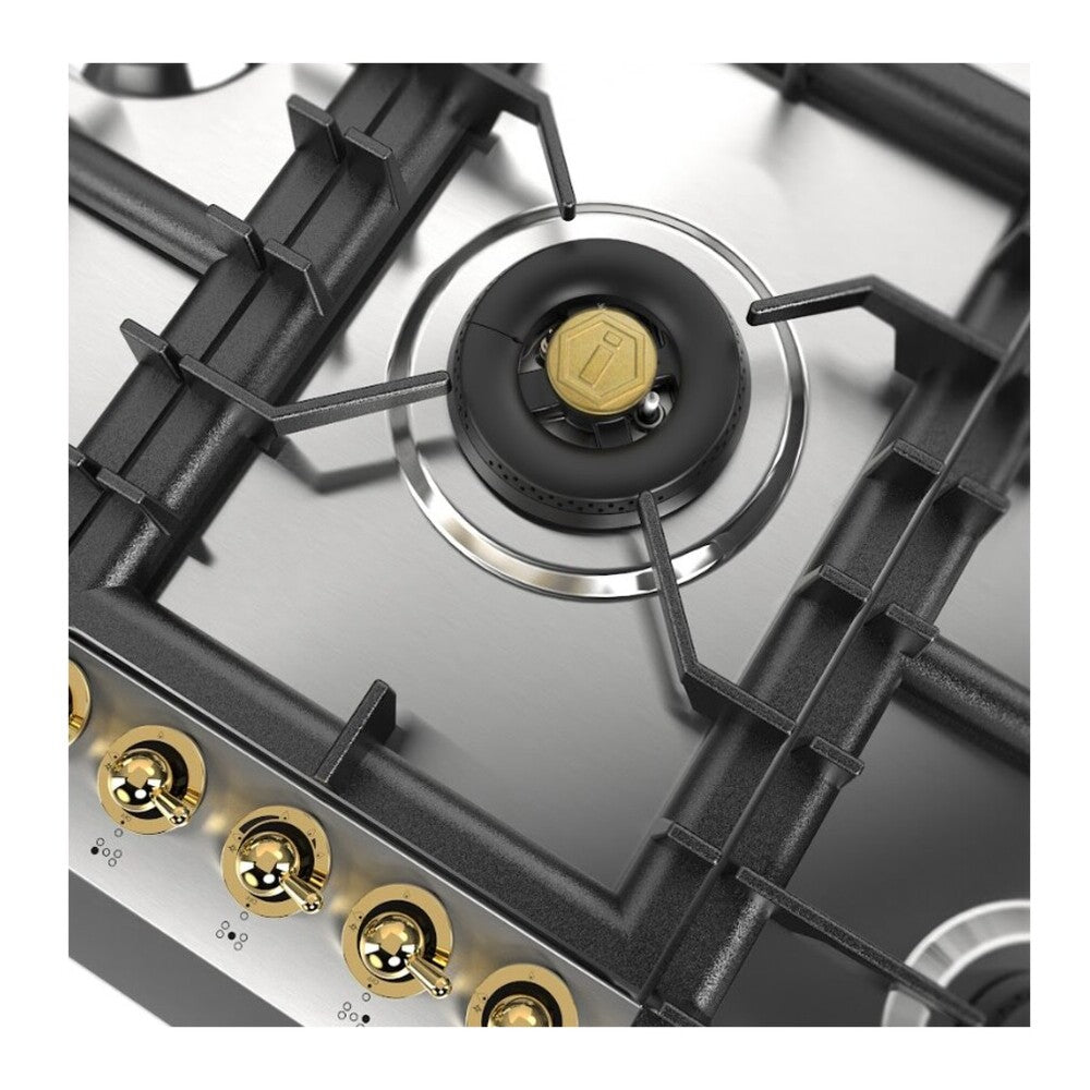 ILVE Nostalgie II 36 inch Built-In Gas Cooktop with Total Black Brass Burners, in Stainless Steel - image 15
