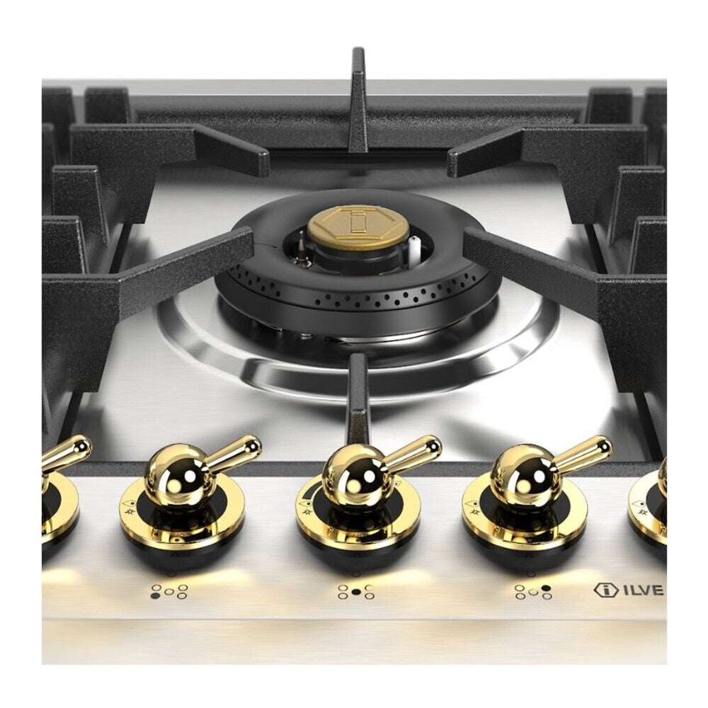 ILVE Nostalgie II 36 inch Built-In Gas Cooktop with Total Black Brass Burners, in Stainless Steel - image 16