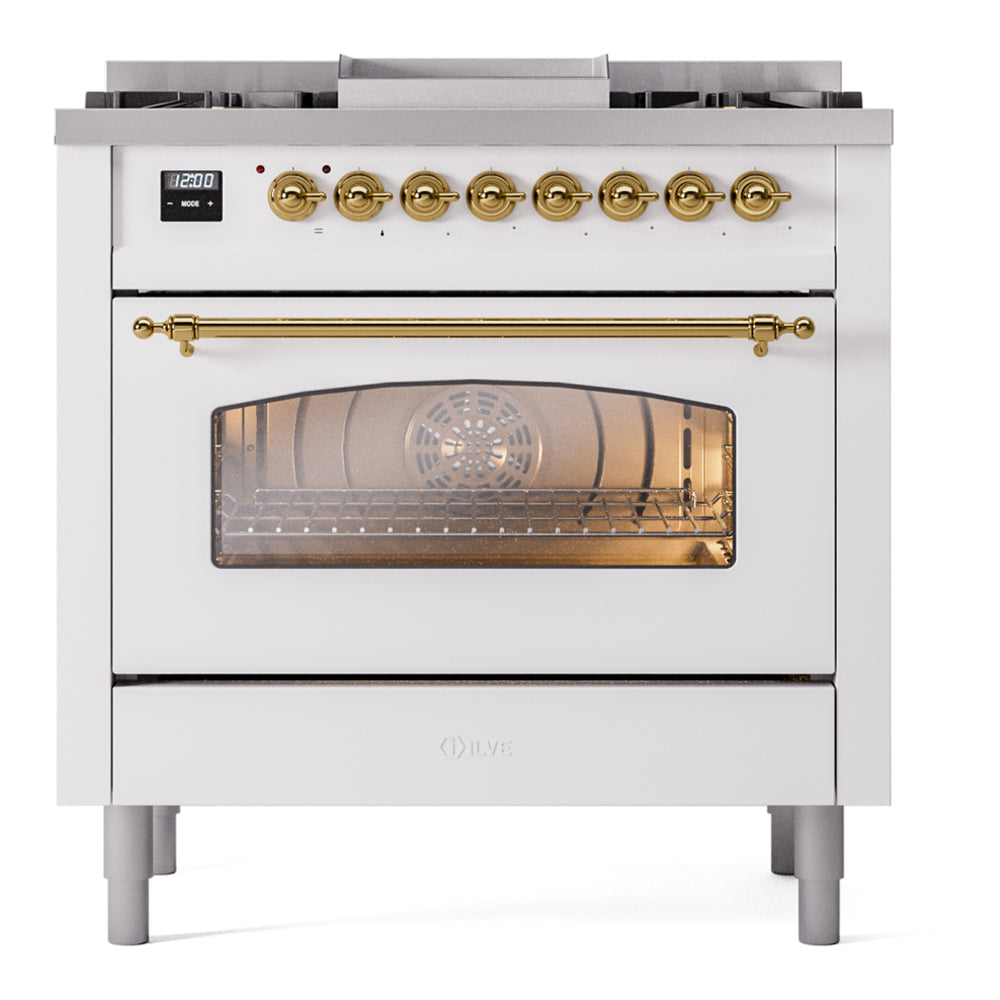 ILVE Nostalgie II 36" Dual Fuel Range - 6 Burners + Griddle, 3.5 cu. ft. Oven - Solid Door - image 2