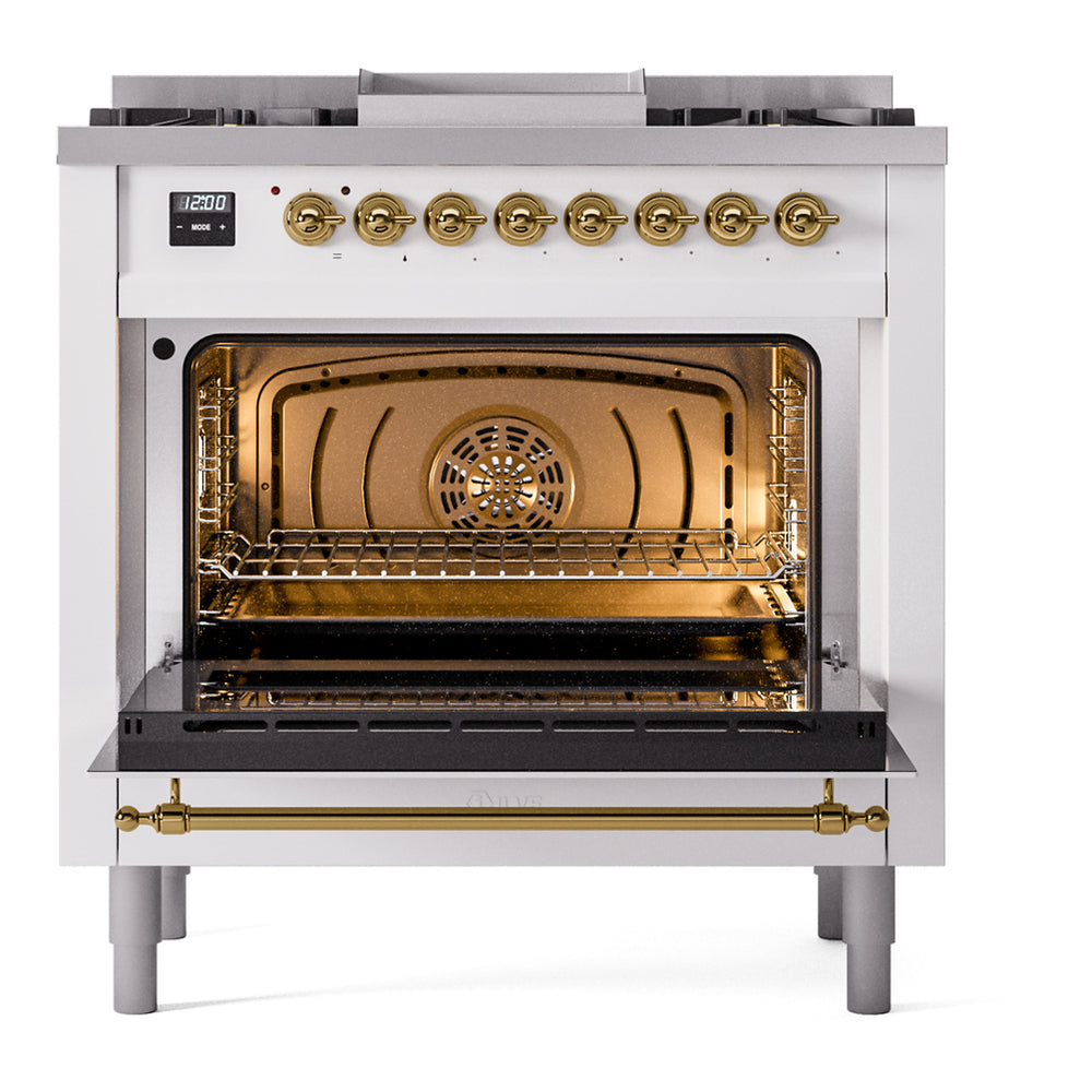 ILVE Nostalgie II 36" Dual Fuel Range - 6 Burners + Griddle, 3.5 cu. ft. Oven - Triple Glass Door - image 3