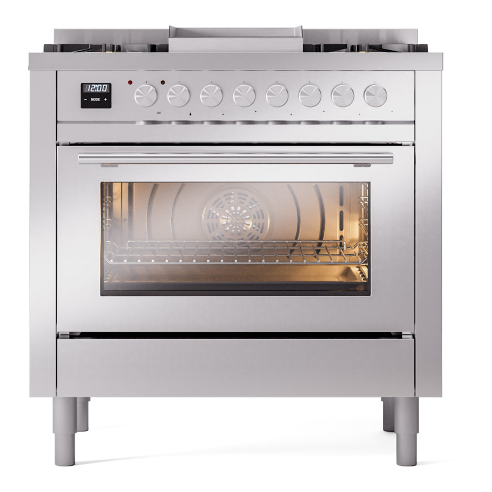 ILVE Professional Plus II 36" Dual Fuel Range - 6 Burners + Griddle, 3.5 cu. ft. Oven - Solid Door - image 6