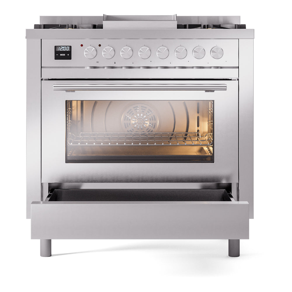 ILVE Professional Plus II 36" Dual Fuel Range - 6 Burners + Griddle, 3.5 cu. ft. Oven - Triple Glass Door - image 4