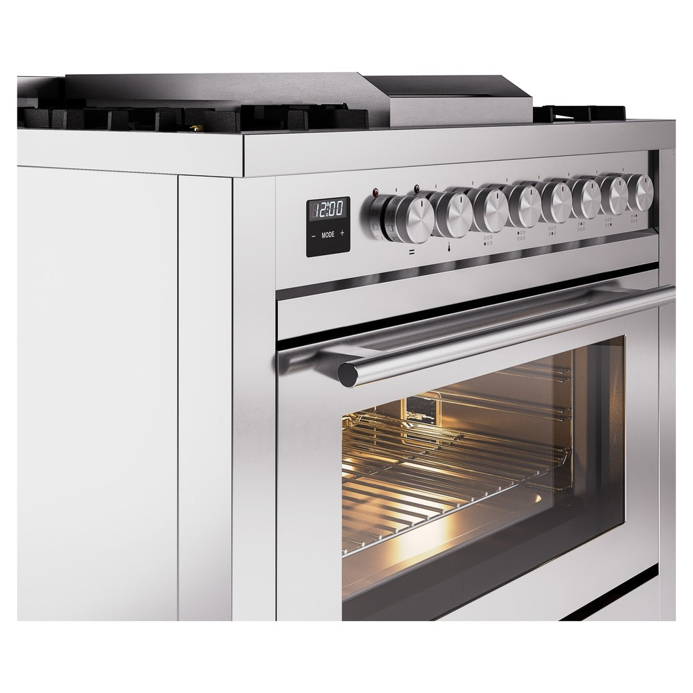 ILVE Professional Plus II 36" Dual Fuel Range - 6 Burners + Griddle, 3.5 cu. ft. Oven - Triple Glass Door - image 5