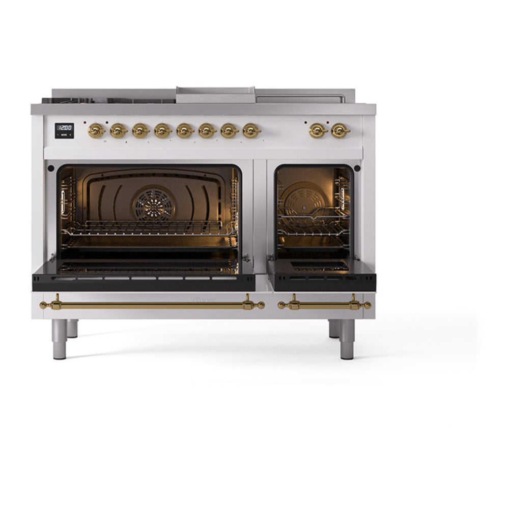ILVE Nostalgie II 48" Dual Fuel Range - Double Ovens, 5 Burners + Griddle + French Top - Solid Door - image 2