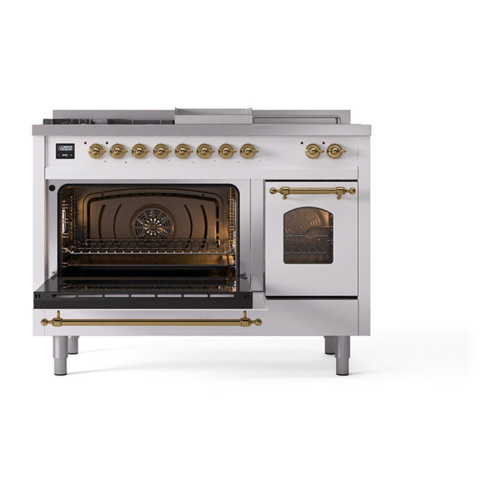 ILVE Nostalgie II 48" Dual Fuel Range - Double Ovens, 5 Burners + Griddle + French Top - Triple Glass Door - image 3