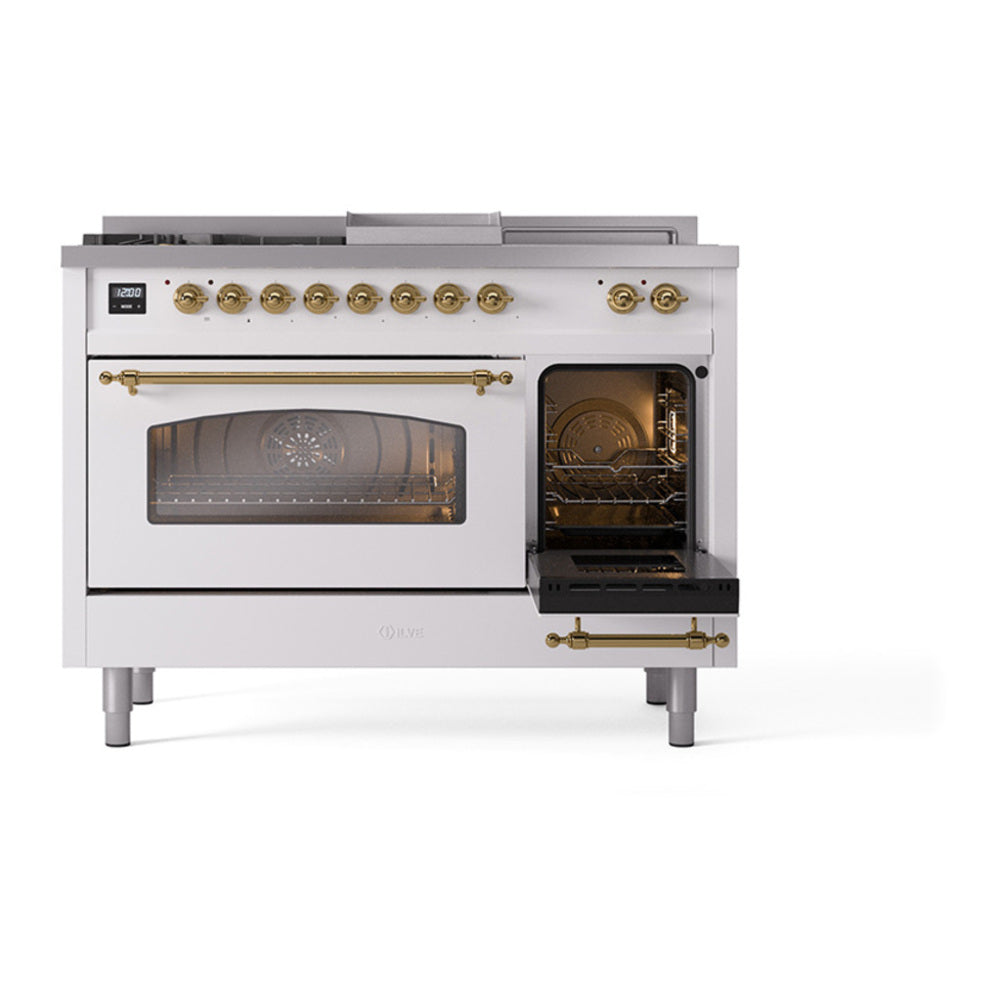 ILVE Nostalgie II 48" Dual Fuel Range - Double Ovens, 5 Burners + Griddle + French Top - Solid Door - image 4