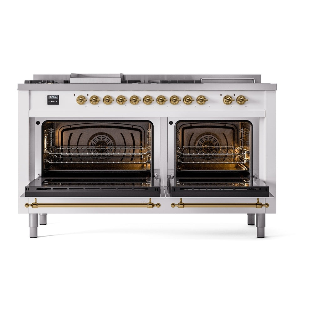 ILVE Nostalgie II 60" Dual Fuel Range - Double Ovens, 7 Burners + Griddle + French Top - Triple Glass Door - image 3