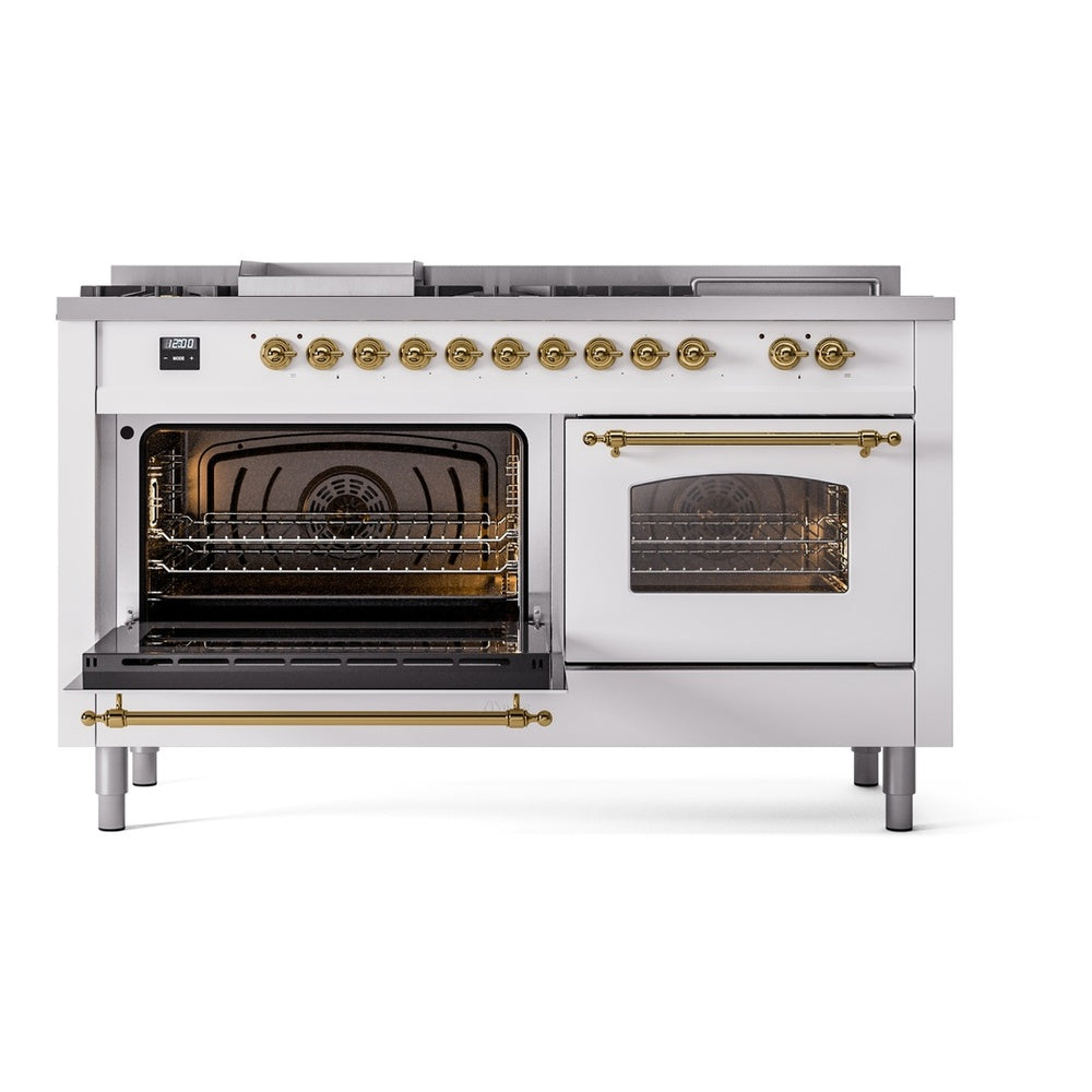 ILVE Nostalgie II 60" Dual Fuel Range - Double Ovens, 7 Burners + Griddle + French Top - Triple Glass Door - image 4