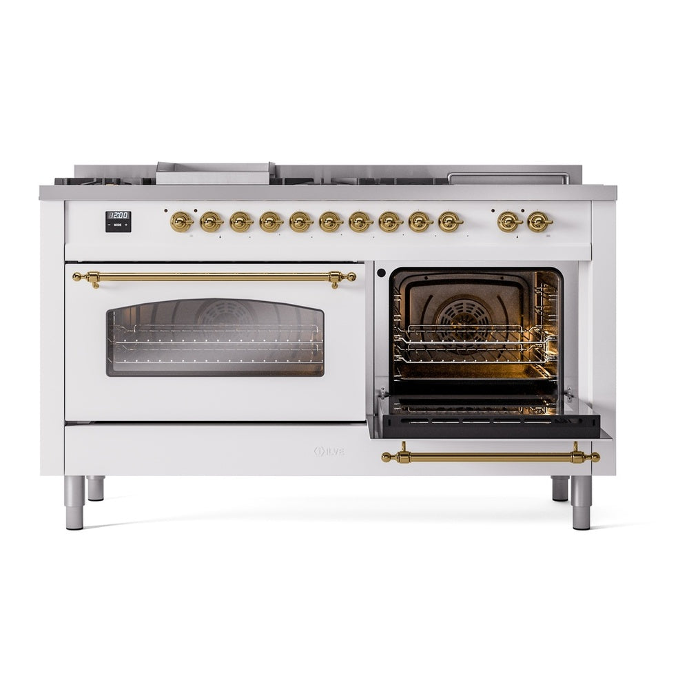 ILVE Nostalgie II 60" Dual Fuel Range - Double Ovens, 7 Burners + Griddle + French Top - Triple Glass Door - image 5