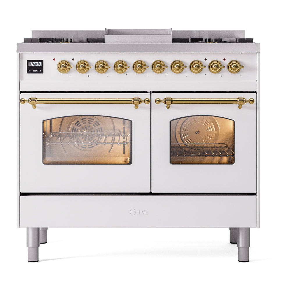 ILVE Nostalgie II 40" Dual Fuel Range - Double Ovens, 6 Burners + Griddle - Triple Glass Door - image 2