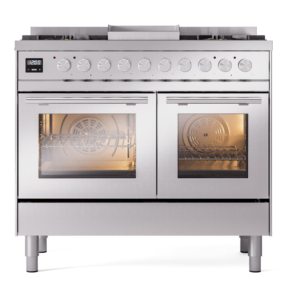 ILVE Professional Plus II 40" Dual Fuel Range - Double Ovens, 6 Burners + Griddle - Triple Glass Door - image 2