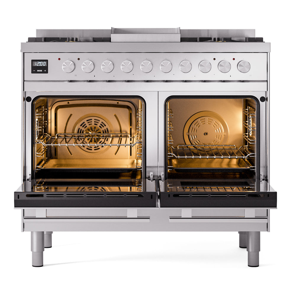 ILVE Professional Plus II 40" Dual Fuel Range - Double Ovens, 6 Burners + Griddle - Triple Glass Door - image 3