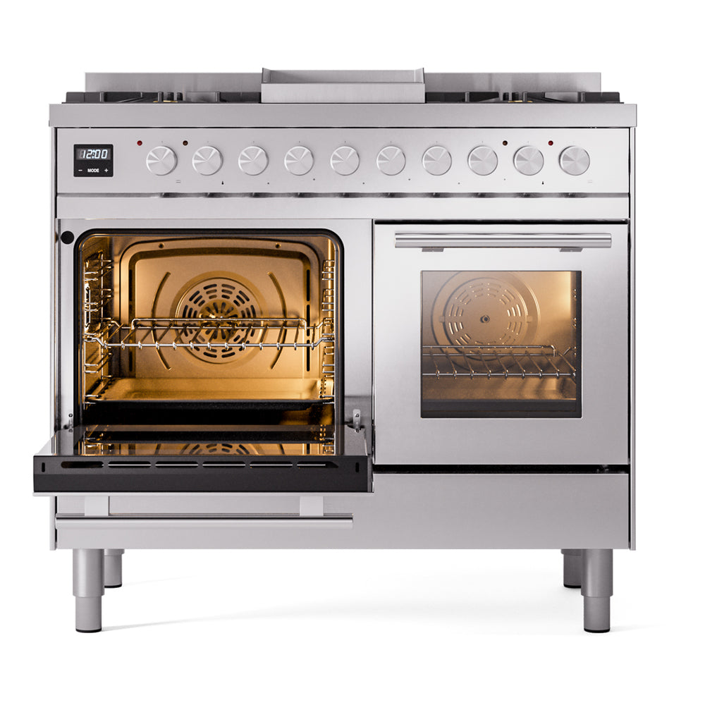 ILVE Professional Plus II 40" Dual Fuel Range - Double Ovens, 6 Burners + Griddle - Triple Glass Door - image 4
