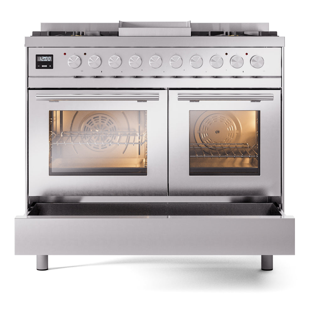 ILVE Professional Plus II 40" Dual Fuel Range - Double Ovens, 6 Burners + Griddle - Solid Door - image 6