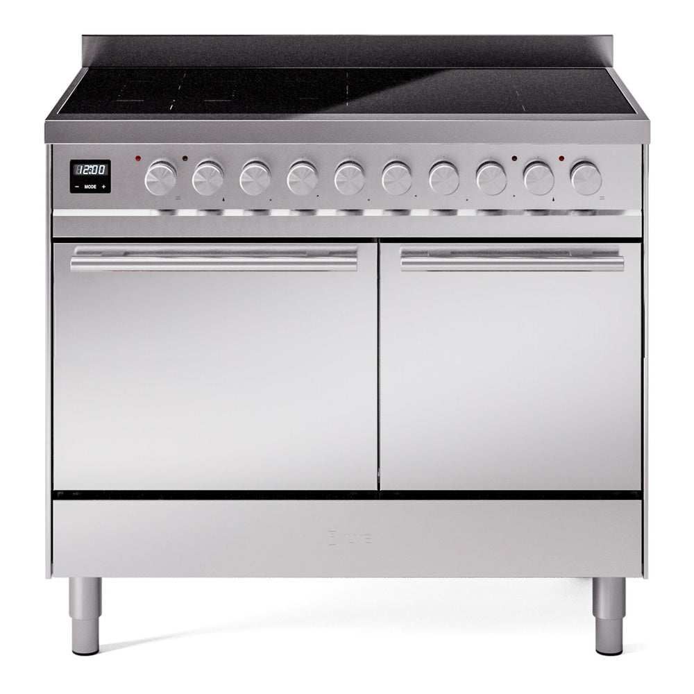 ILVE Professional Plus II 40" Induction Range - Double Ovens, 6-Element Induction - Solid Door - Stainless Steel