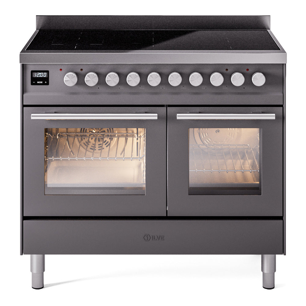 ILVE Professional Plus II 40" Induction Range - Double Ovens, 6-Element Induction - Triple Glass Door - Graphite Matte