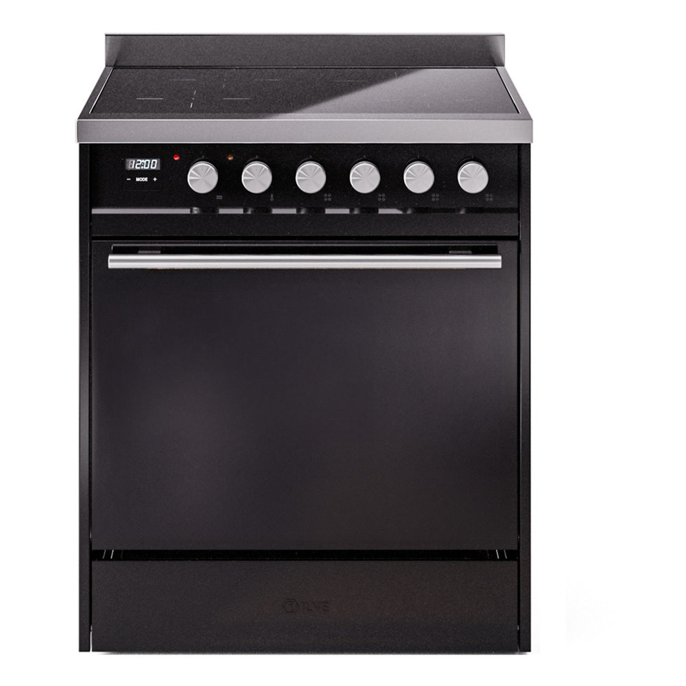 ILVE Professional Plus II 30" Induction Range - 4-Element Induction, 4.0 cu. ft. Oven - Solid Door - Glossy Black