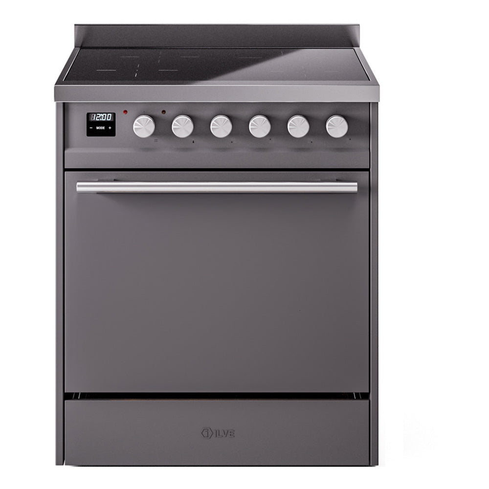 ILVE Professional Plus II 30" Induction Range - 4-Element Induction, 4.0 cu. ft. Oven - Solid Door - Graphite Matte