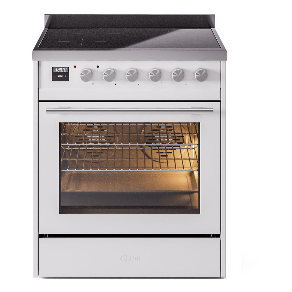ILVE Professional Plus II 30" Induction Range - 4-Element Induction, 4.0 cu. ft. Oven - Triple Glass Door - White