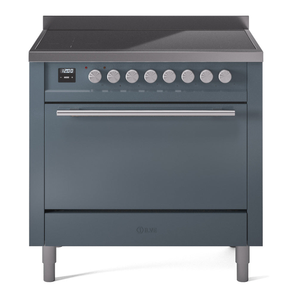 ILVE Professional Plus II 36" Induction Range - 6-Element Induction, 3.5 cu. ft. Oven - Solid Door - Blue Grey