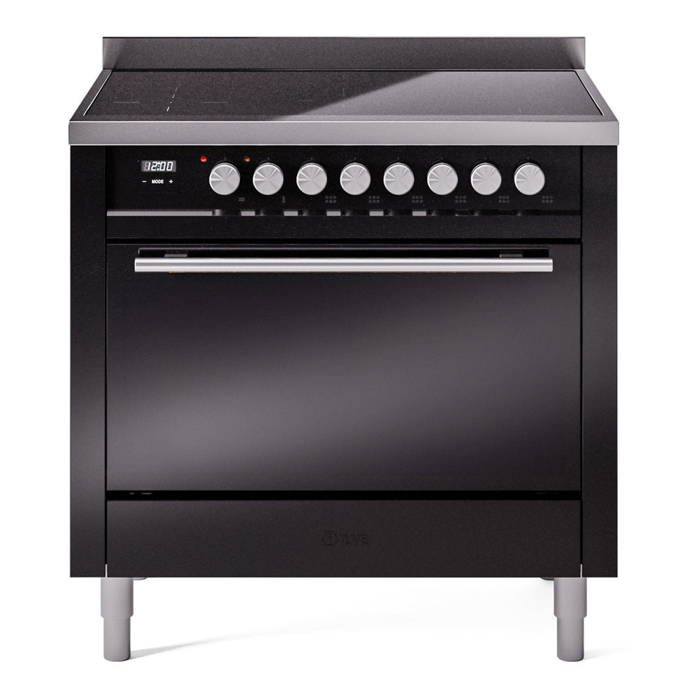 ILVE Professional Plus II 36" Induction Range - 6-Element Induction, 3.5 cu. ft. Oven - Solid Door - Glossy Black