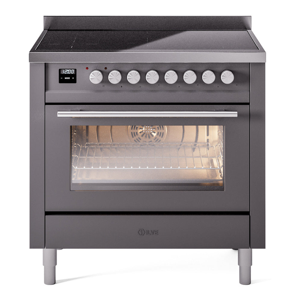 ILVE Professional Plus II 36" Induction Range - 6-Element Induction, 3.5 cu. ft. Oven - Triple Glass Door - Graphite Matte