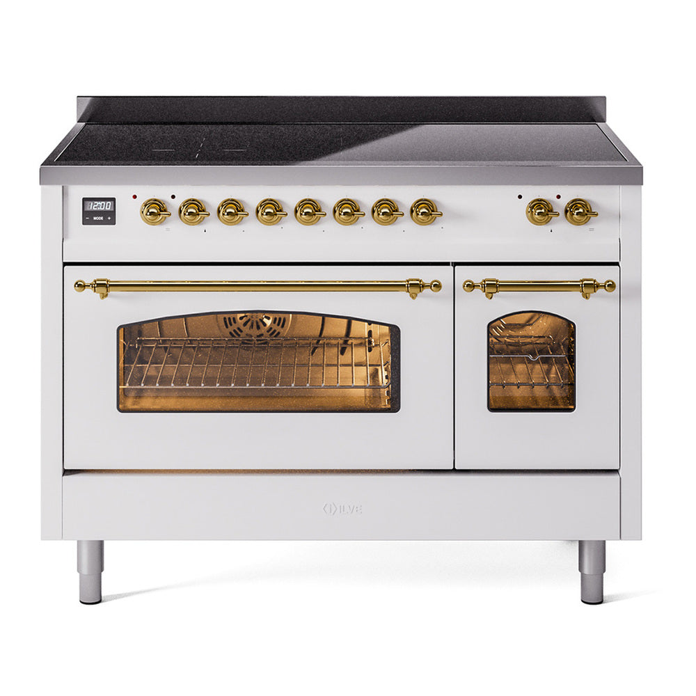 ILVE Nostalgie II 48" Induction Range - Double Ovens, 6-Element Induction - Triple Glass Door
