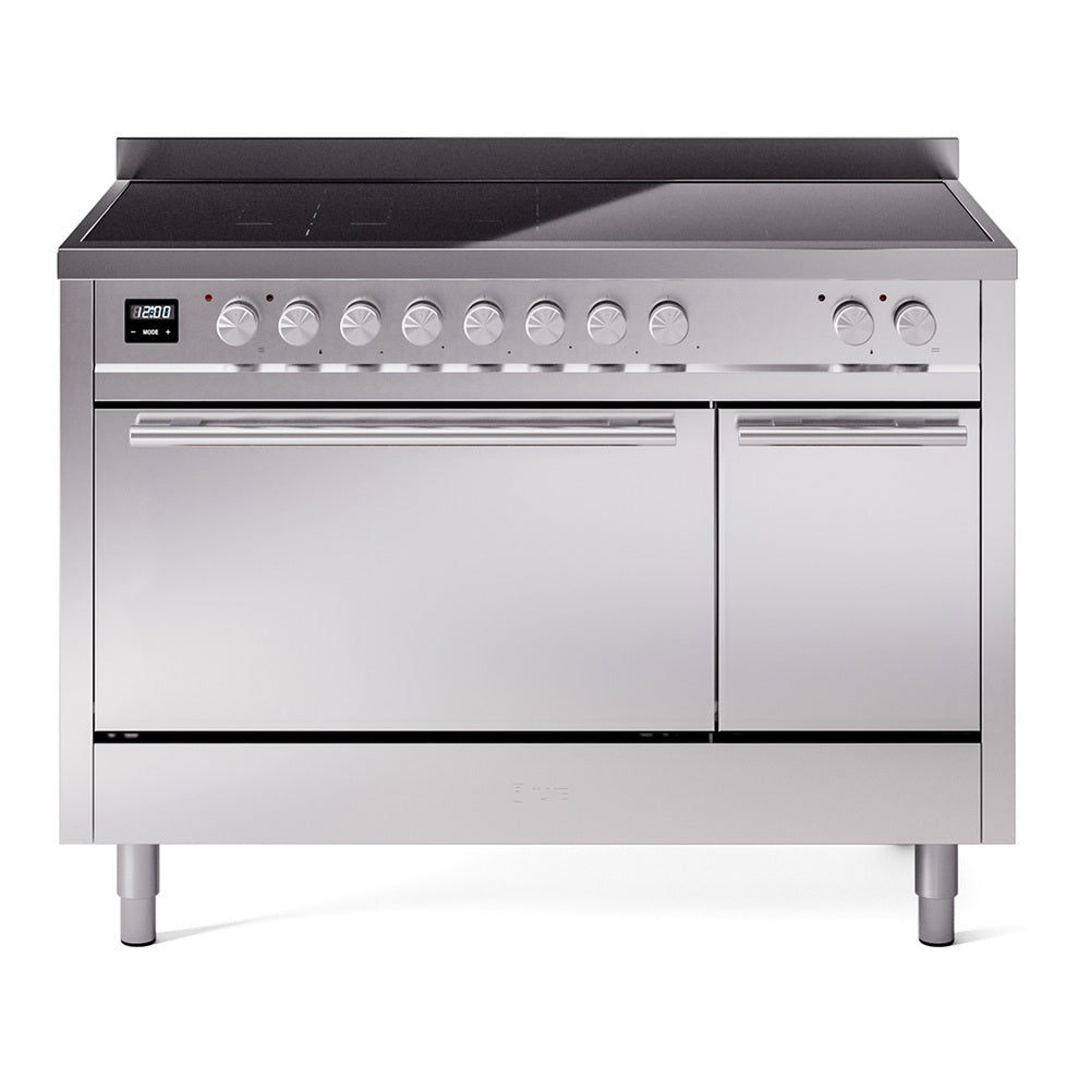 ILVE Professional Plus II 48" Induction Range - Double Ovens, 6-Element Induction - Solid Door - Stainless Steel