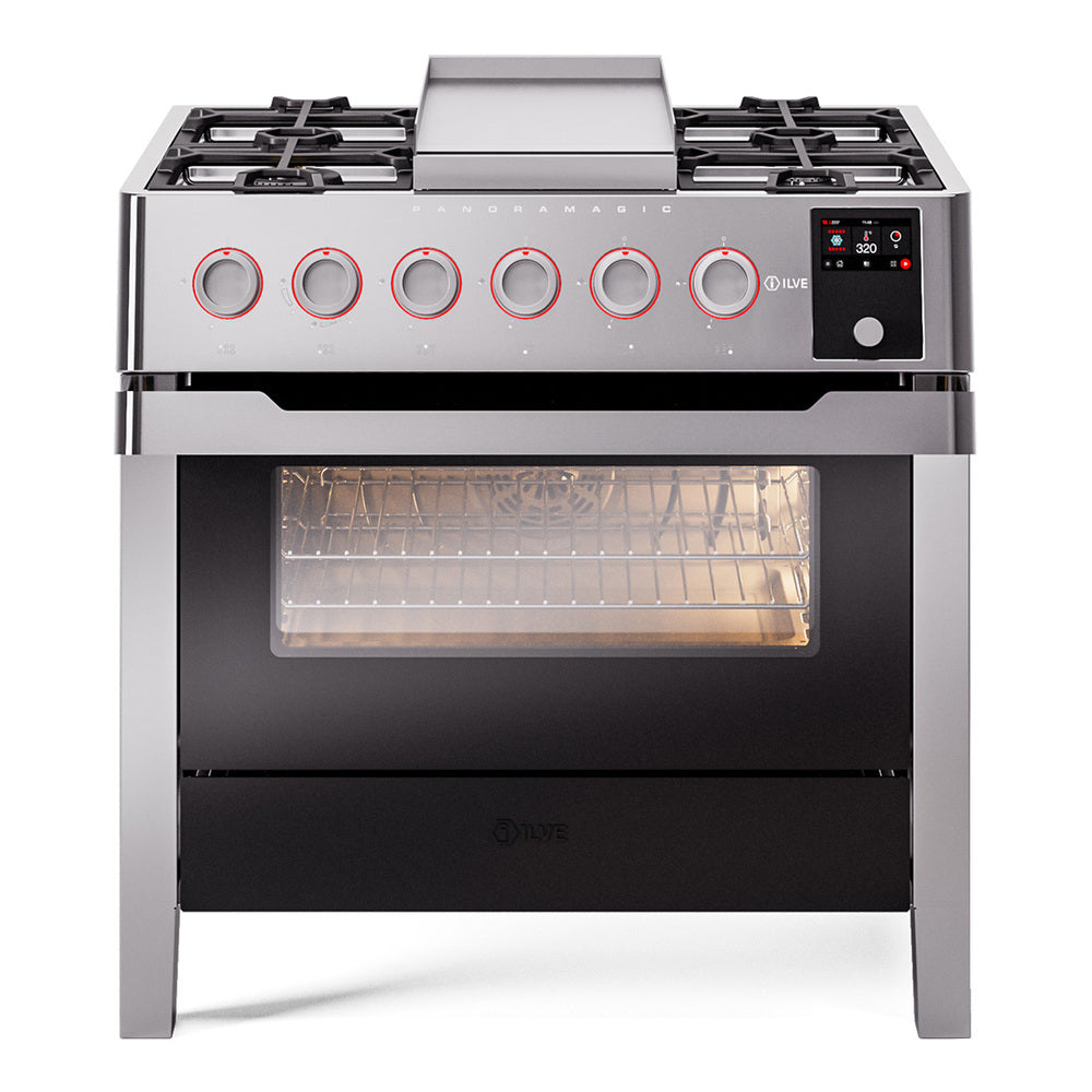 ILVE Panoramagic 36" Dual Fuel Range - 6 Burners + Griddle