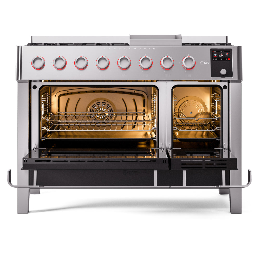 ILVE Panoramagic 48" Dual Fuel Range - 8 Burners + Griddle, Double Ovens - image 2