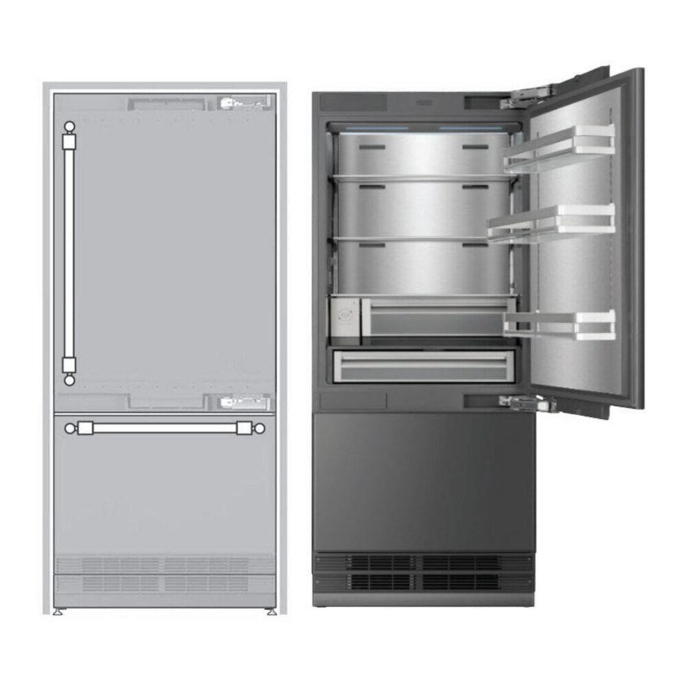 ILVE 36 inch Built-In Bottom Freezer Refrigerator with 19.8 cu. ft. Capacity, Reversible Door, Energy Star, Sabbath Mode, Panel Ready - URBM36SIWPRY