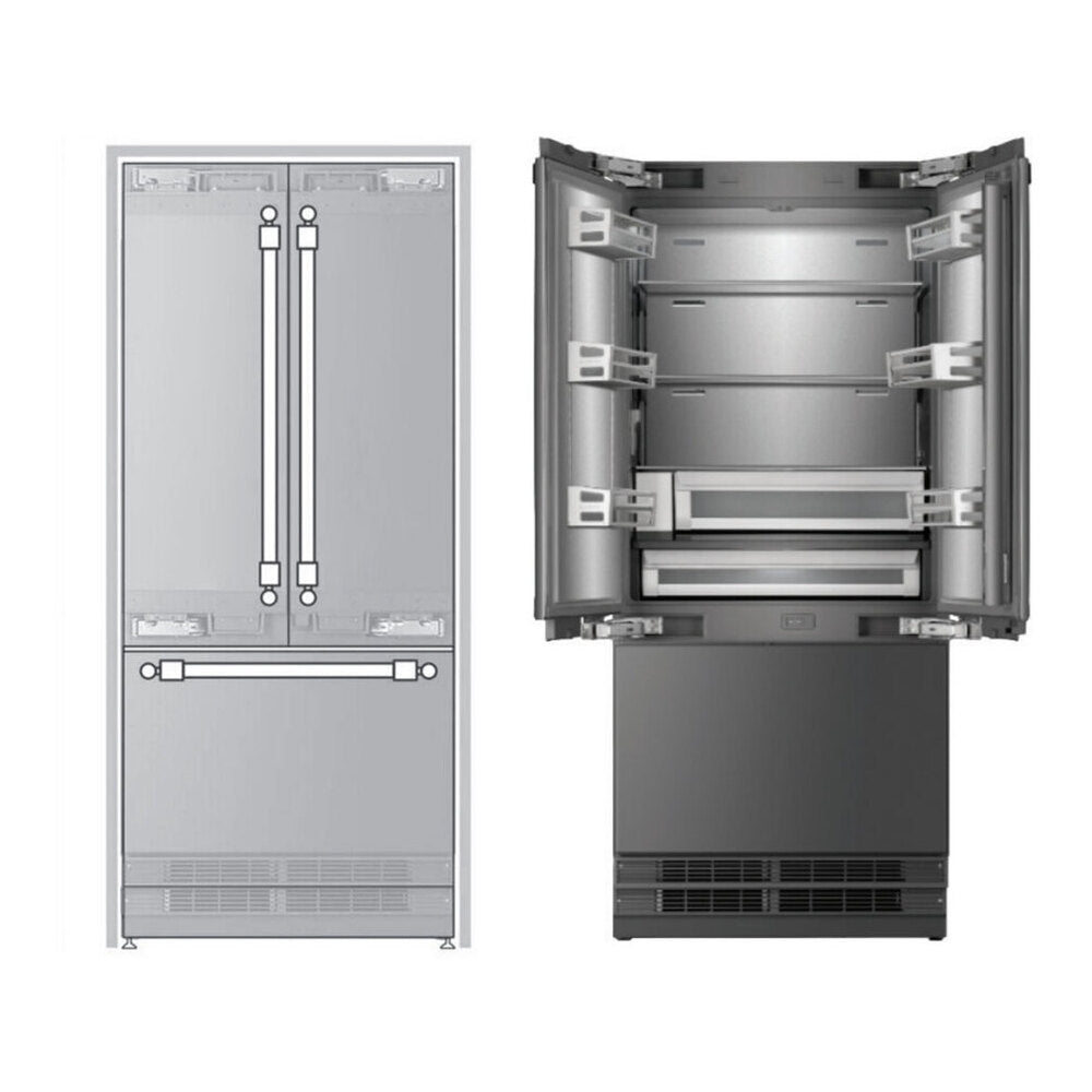 ILVE 36 inch Built-In French Door Refrigerator with 19.5 cu. ft. Capacity, Internal Water Dispenser, Ice Maker, Energy Star, Sabbath Mode, Panel Ready - URFD36SIWPRY