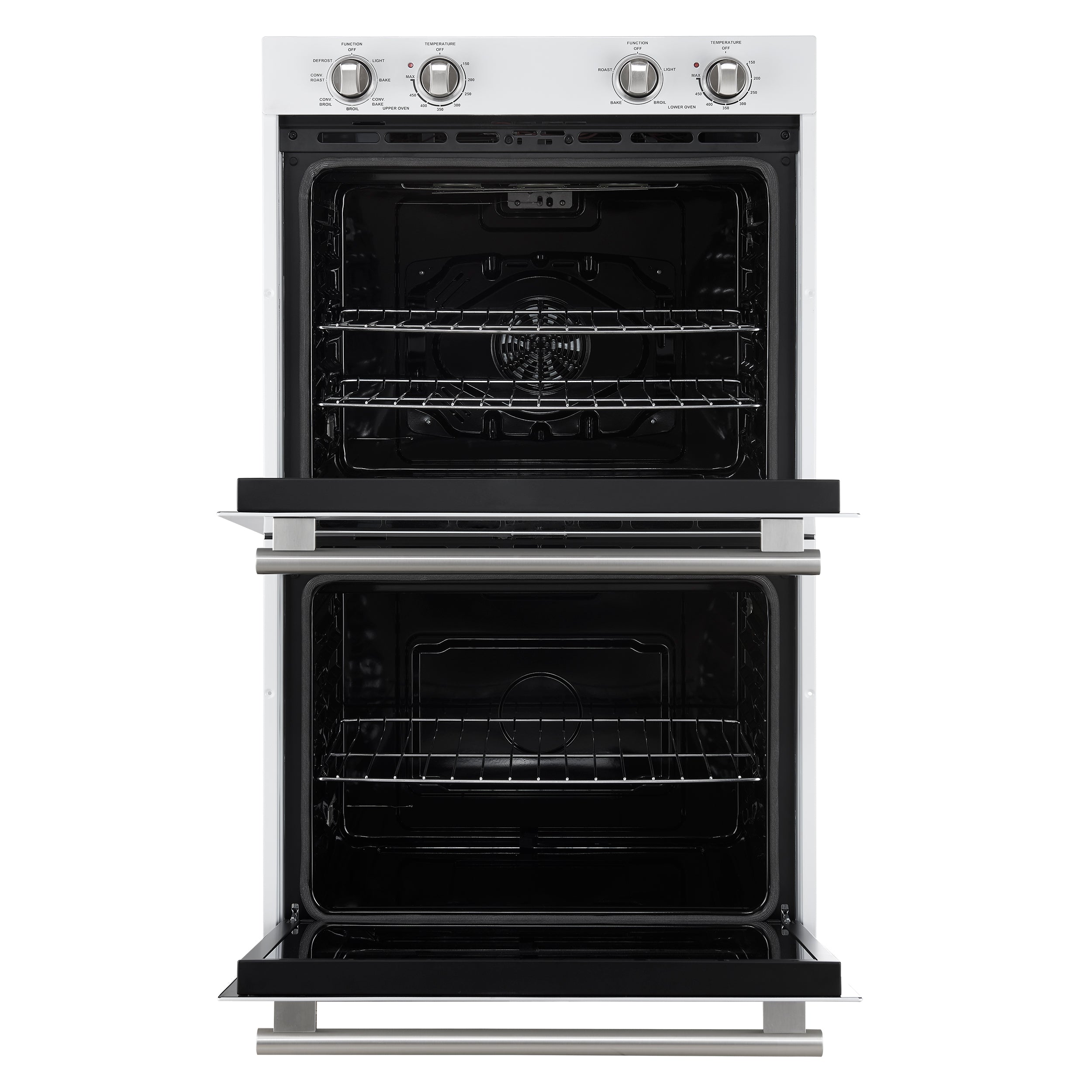 Forno Vomero 30-Inch Double Wall Oven, White, 10 cu.ft Total Capacity, 7100W Convection, Mechanical Controls, Manuel Steam Clean