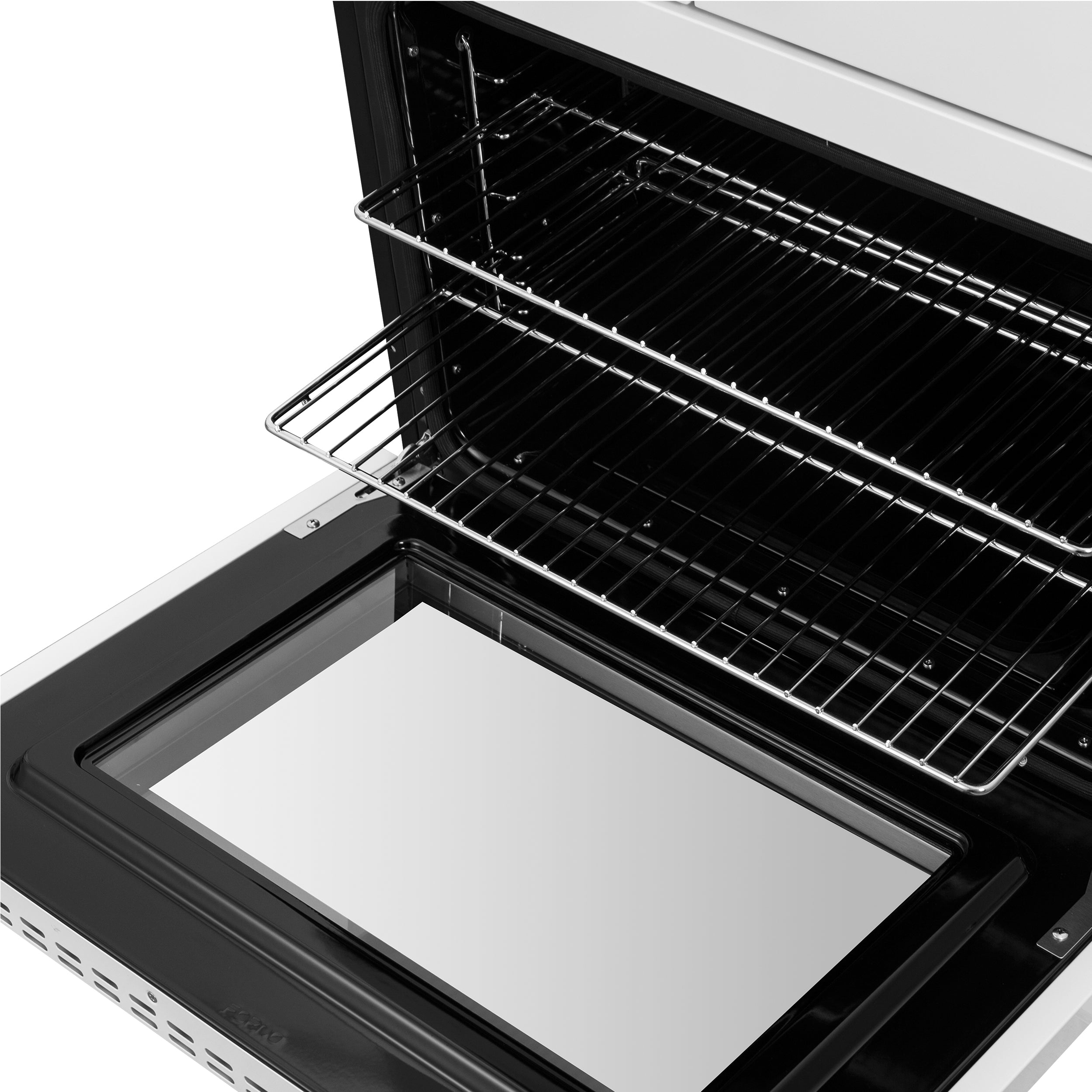 Forno Asti 30-Inch Double Electric Wall Oven with Upper French Doors in White & Antique Brass, 7.36 cu. ft. Dual True Convection, 7,200W, Air Fry, Sous Vide, Self-Clean