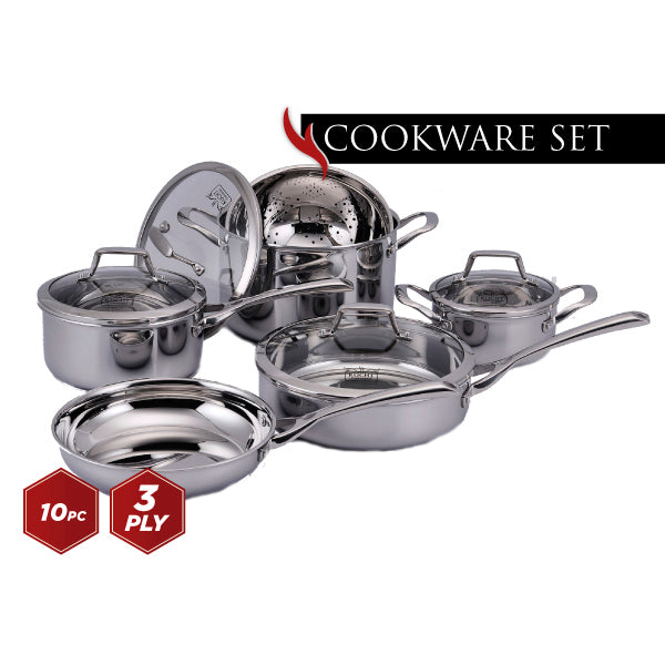 Kucht Culinary Professional 3-Ply Stainless Steel 10-Piece Cookware Set K16020 - image 1