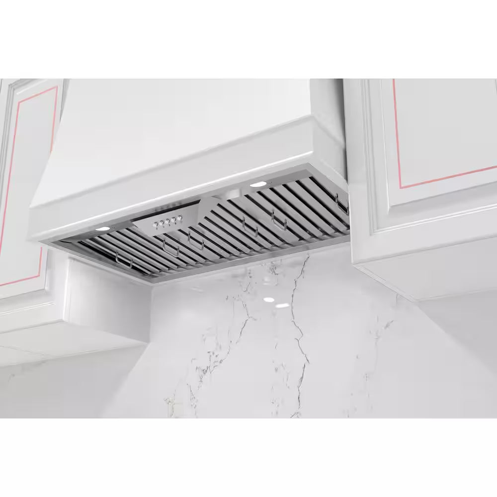 34 In. 600 CFM Ducted Insert/Built-In Range Hood in Stainless Steel with Baffle Filters LED Lights
