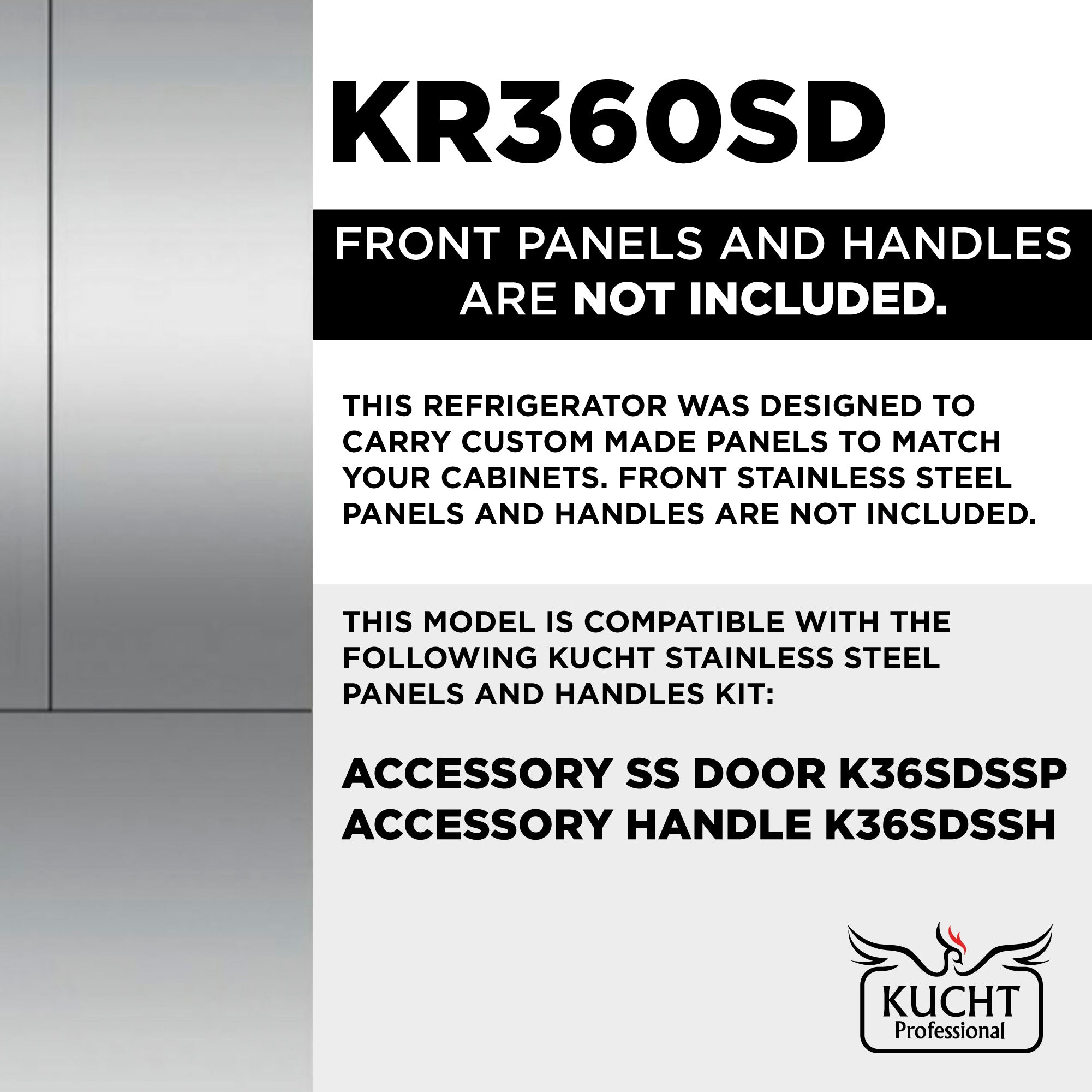 Kucht 36 in. 19.8 cu ft. Built-In Bottom Freezer Refrigerator in Custom Panel Ready KR360SD - image 3