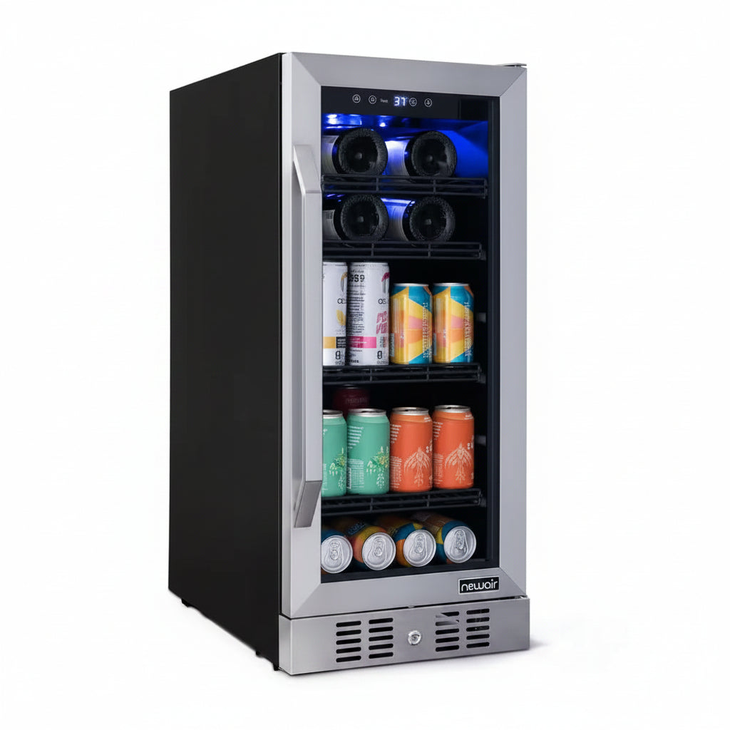 15 In. Flipshelf 33 Wine Bottles & 80 Cans Built-In Beverage and Wine Cooler in Stainless Steel with Reversible Shelves