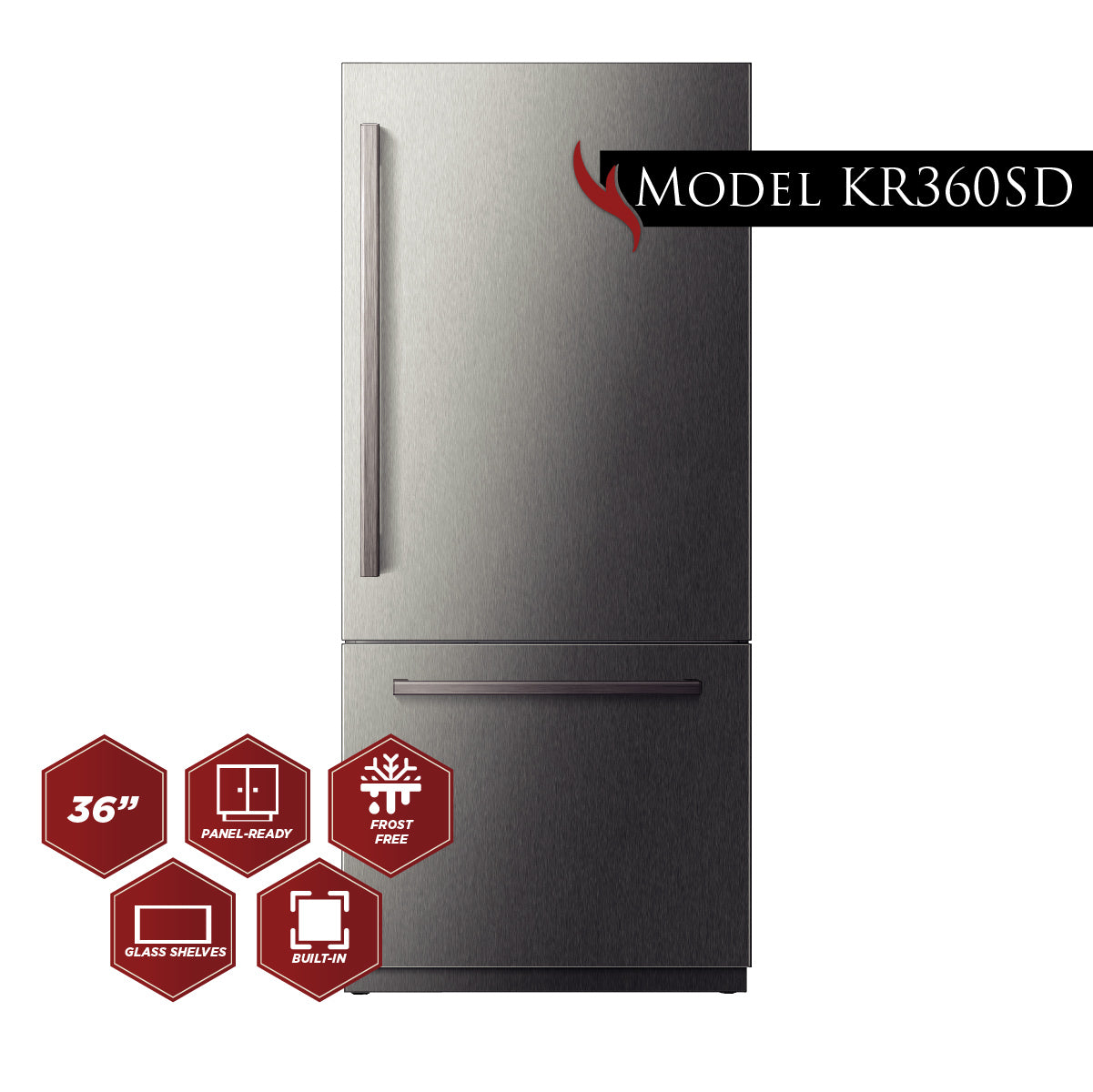 Kucht 36 in. 19.8 cu ft. Built-In Bottom Freezer Refrigerator in Custom Panel Ready KR360SD - image 1