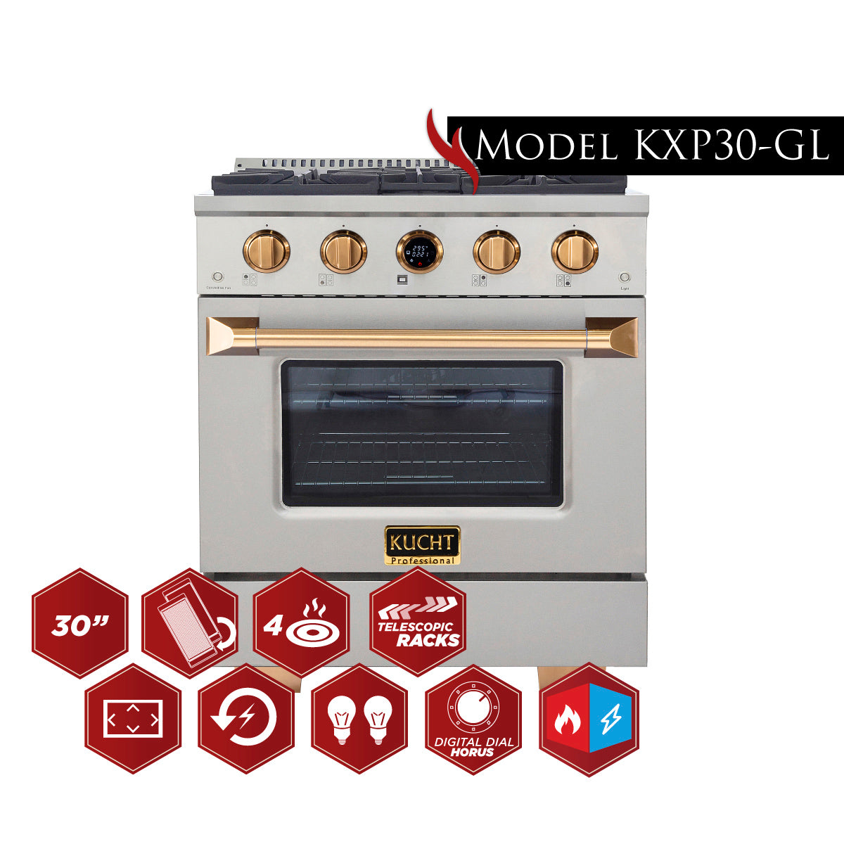 Kucht 30 in. 4.2 cu. ft. 4 Burners Dual Fuel Range KXP30 - image 15