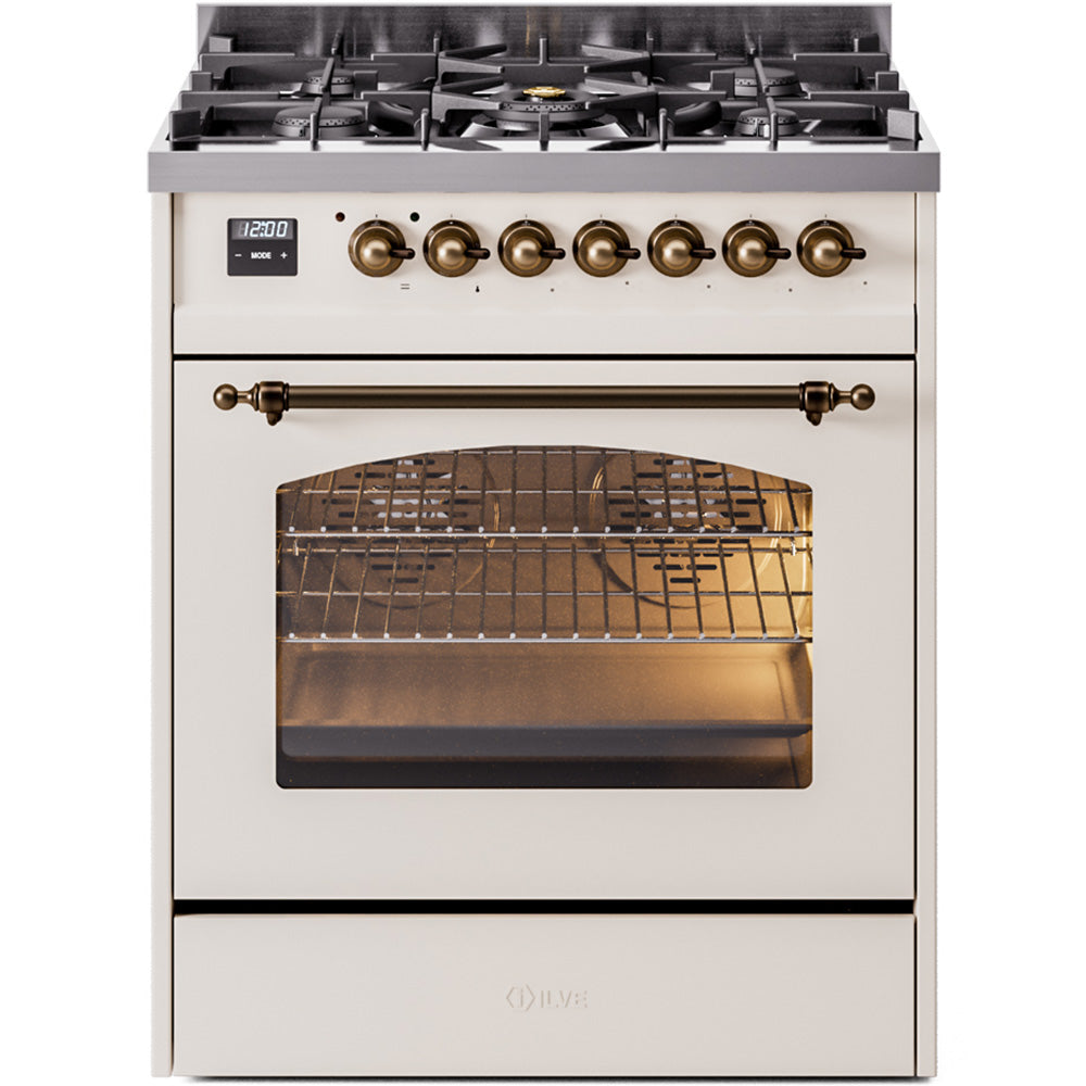 ILVE Nostalgie II 30" Dual Fuel Range - 5 Burners, 4.0 cu. ft. Oven - Solid Door
