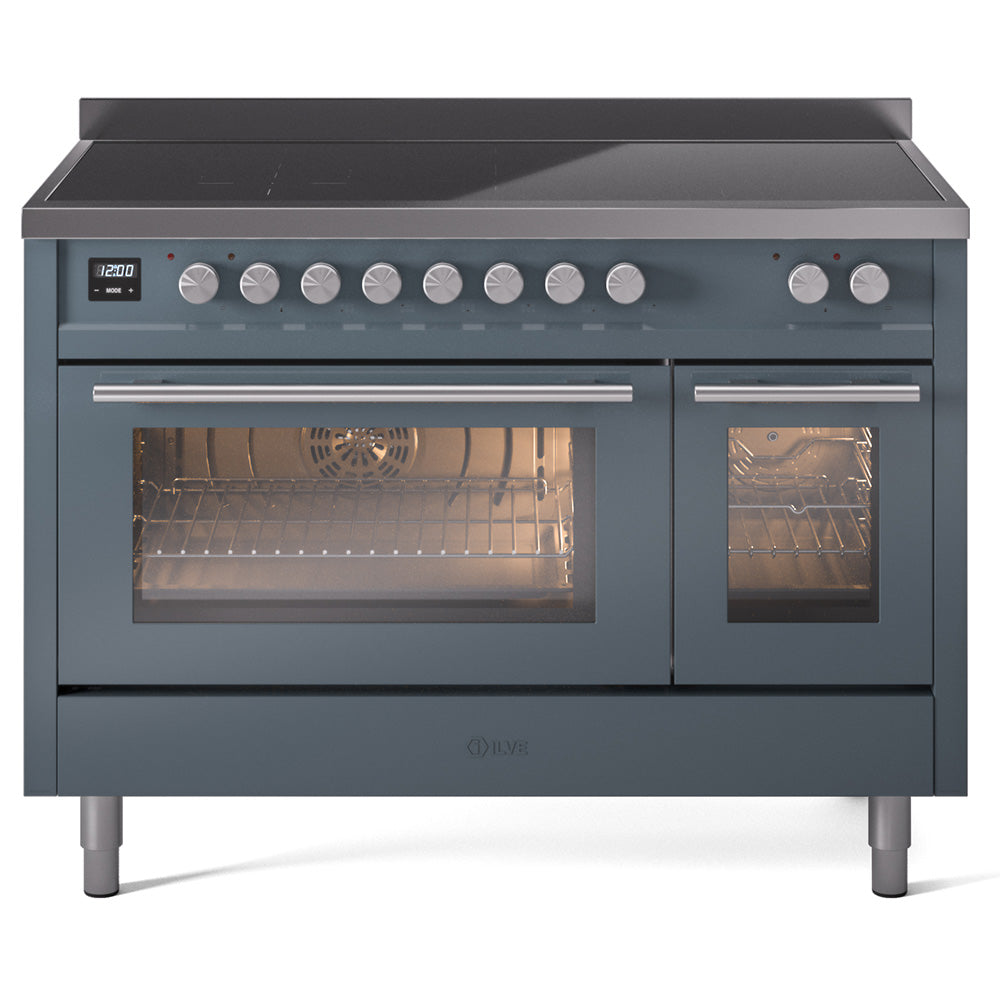 ILVE Professional Plus II 48" Induction Range - Double Ovens, 6-Element Induction - Solid Door