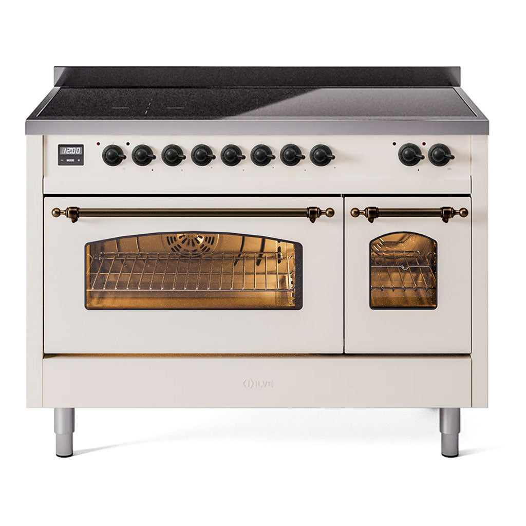 ILVE Nostalgie II 48" Induction Range - Double Ovens, 6-Element Induction - Solid Door