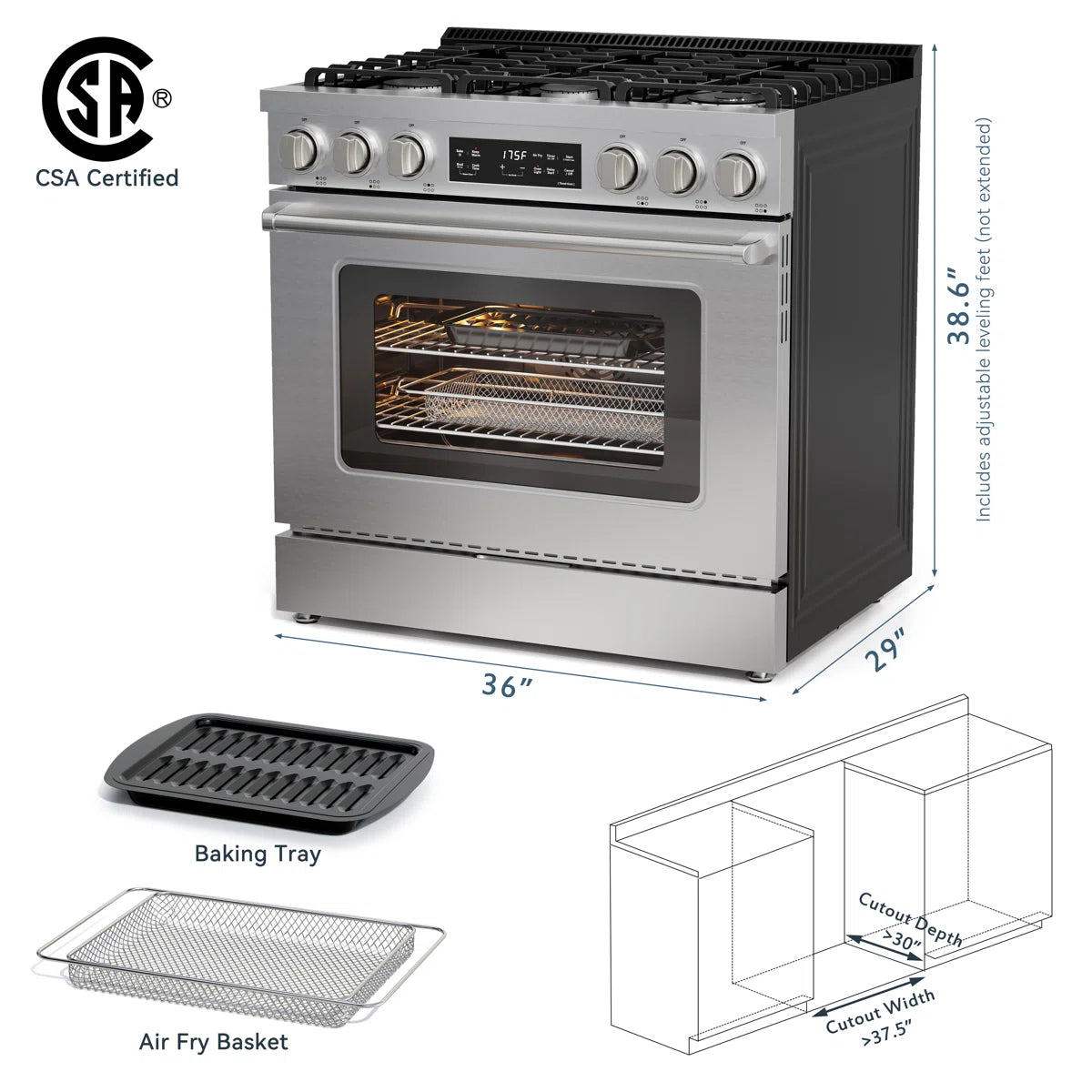 Nipus 36" Gas Range